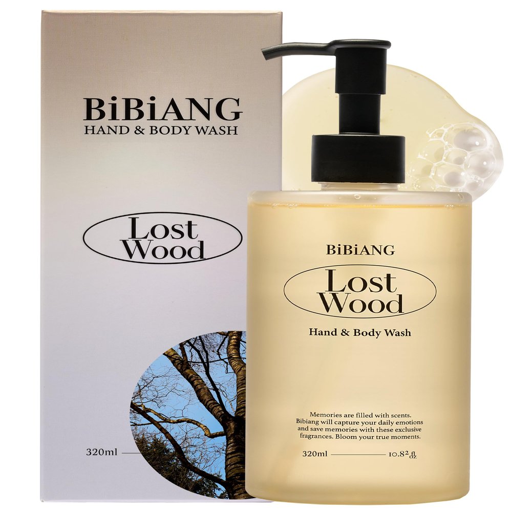 BiBiANG Lost Wood Body Wash - Korean Body Care for Cleansing & Moisturizing - Hydrating Body Care Formula with Woody Soap Scent, Honey Propolis & Chamomile - 10.82 fl.oz