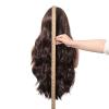 Dark Brown Wig with Bangs - Long Wavy Brunette Wigs for Women, Chocolate Brown Synthetic Heat Resistant Hair, Natural Looking Long Brown Wig - Best Wigs for Halloween/Christmas/Party view 3