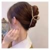 2PCS Extra Large Glossy Metal Hair Claw Clip - Fashionable Alloy Ponytail Grab Clip for Women(Silvery) view 3