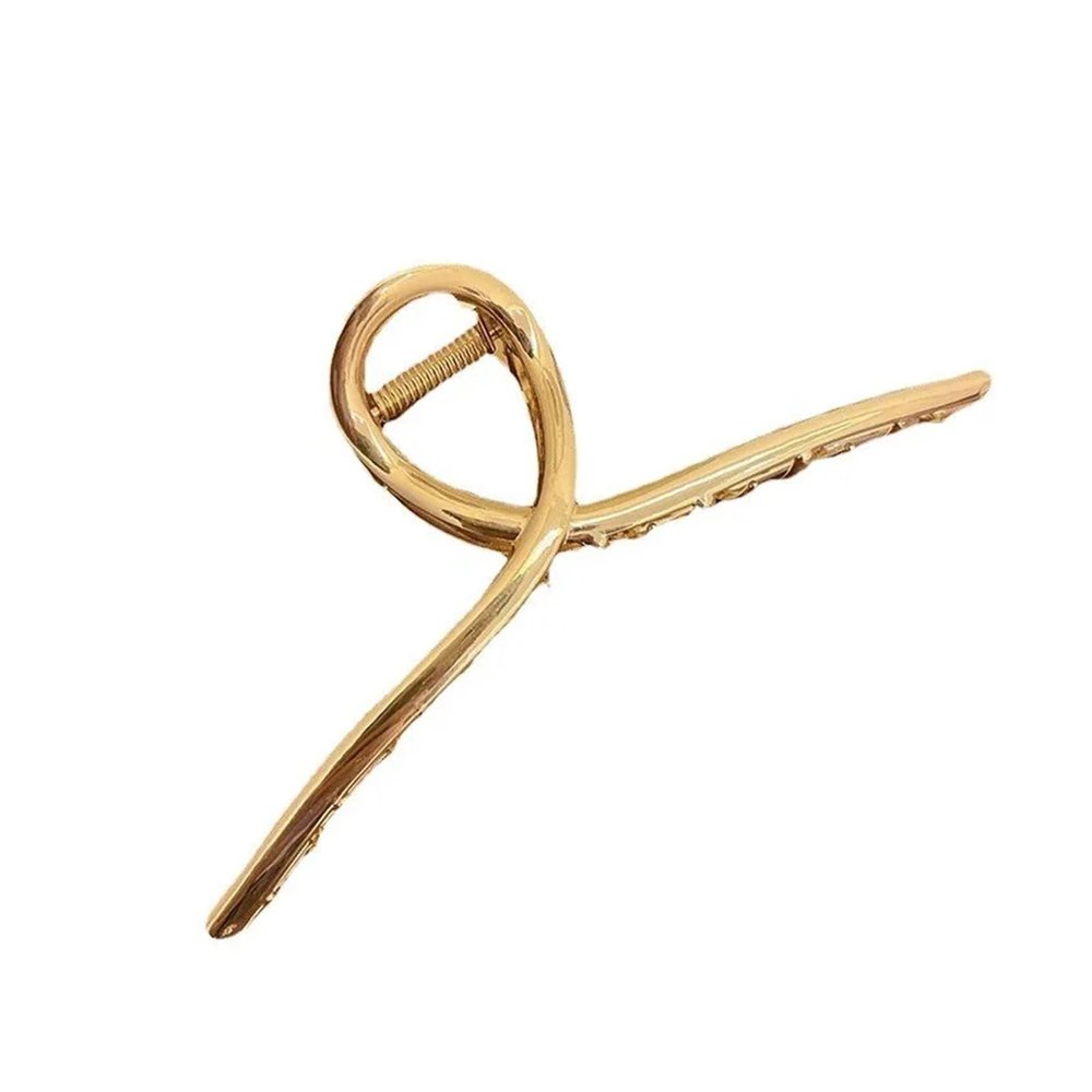 2PCS Extra Large Glossy Metal Hair Claw Clip - Fashionable Alloy Ponytail Grab Clip for Women(Golden)