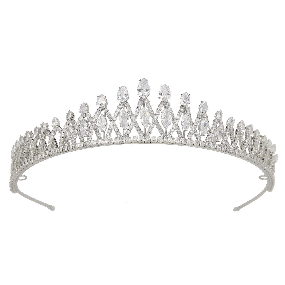 14K Gold Princess Bridal Tiara, Elegant Wedding Tiara with Moissanite, Ideal Gift for Bridal Parties and Wedding Celebrations (Style 2(17 * 5cm*63g)
