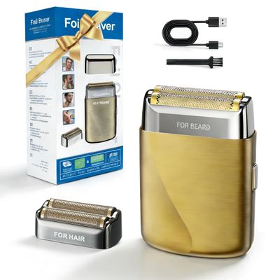 RUIM Electric Foil Shavers for Men: 2 in 1 Mini Electric Razor for Head and Beard,IPX7 Waterproof, USB-C Rechargeable, Wet/Dry for Travel & Home, Gifts for Men