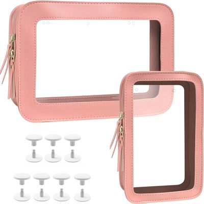 2 Packs Clear Bogg Accessories Beach Tote Bag Suitable for Bogg Organizer Insert Bag Cellphone Phone Holder Clear Makeup Bags Travel Toiletry Bag Key Holder for Bogg Pouch (Pink Set)