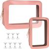 2 Packs Clear Bogg Accessories Beach Tote Bag Suitable for Bogg Organizer Insert Bag Cellphone Phone Holder Clear Makeup Bags Travel Toiletry Bag Key Holder for Bogg Pouch (Pink Set) view 1