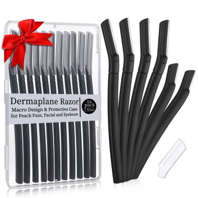 ProSuites 16 Count Dermaplane Razor for Women Face, Professional Facial & Eyebrow Hair Remover, Gentle Face Razors Skin Exfoliation with Precision Blades, Black