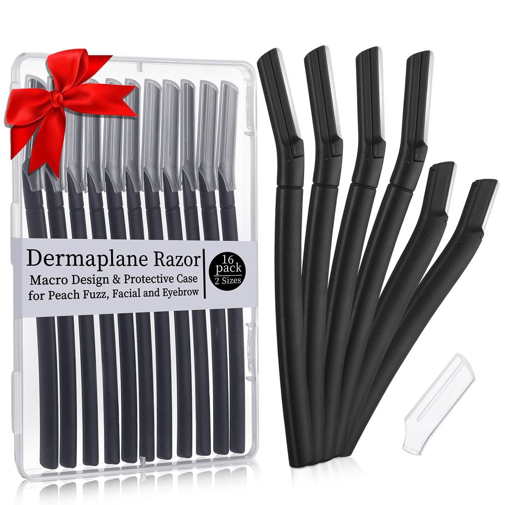 ProSuites 16 Count Dermaplane Razor for Women Face, Professional Facial & Eyebrow Hair Remover, Gentle Face Razors Skin Exfoliation with Precision Blades, Black