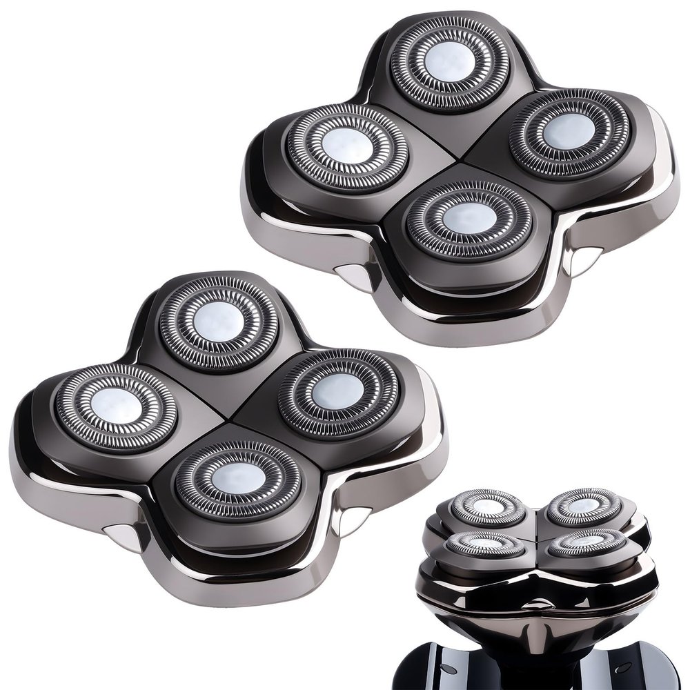 2Pack Pro 4 Shaver Replacement Heads Compatible with Skull Pitbulls Gold PRO, Silver PRO, Platinum PRO Head Shavers, Electric Shaver Half Head for Men/Women (2 PACK FOUTE)