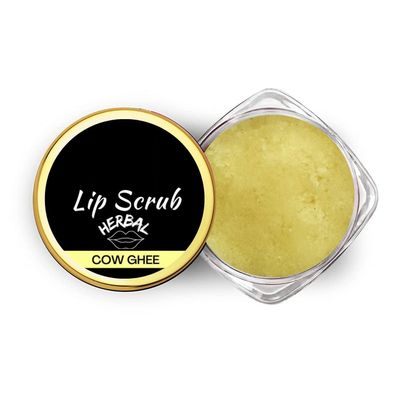 Lip Sugar Scrub Herbal Natural Essential Oils Exfoliating Balm Polish Scrubber for Men Women Smoked Dry Dark Chapped Lips to Lighten Pigmentation Dead Skin Tan Removal (10 gm) (Cow Ghee)