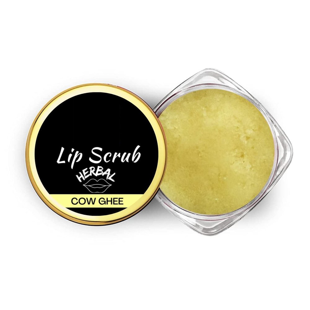 Lip Sugar Scrub Herbal Natural Essential Oils Exfoliating Balm Polish Scrubber for Men Women Smoked Dry Dark Chapped Lips to Lighten Pigmentation Dead Skin Tan Removal (10 gm) (Cow Ghee)