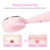 PRITECH Facial Cleansing Brush, Rechargeable Silicone Face Scrubber with Constant-Temperature Heating, Vibrating Exfoliator Scrubber for Deep Pore Cleaning, Waterproof Face Brush for Women & Men -Pink view 2