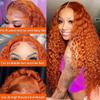 13x4 Ginger Lace Front Wigs Human Hair Deep Wave HD Lace Front Wig Human Hair for Women 180% Density 350# Orange Curly Wigs Human Hair Pre Plucked (22inch) view 2