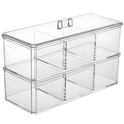 Acrylic Cosmetic Organizer with Lid, Stackable 3-Drawer Storage Solution for Beauty Sponges, Cotton Swabs, and Pads, Clear Modular Unit