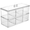 Acrylic Cosmetic Organizer with Lid, Stackable 3-Drawer Storage Solution for Beauty Sponges, Cotton Swabs, and Pads, Clear Modular Unit view 1