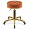 360  Rolling Rotation Salon Stool,Round Leather Cushion Beauty Chair 330 Lbs Load Heavy Hydraulic Stool,Lifting Wheel and Gold Stainless Steel Base,for spa Work Office Age Nail Tattoo Work Chair view 1