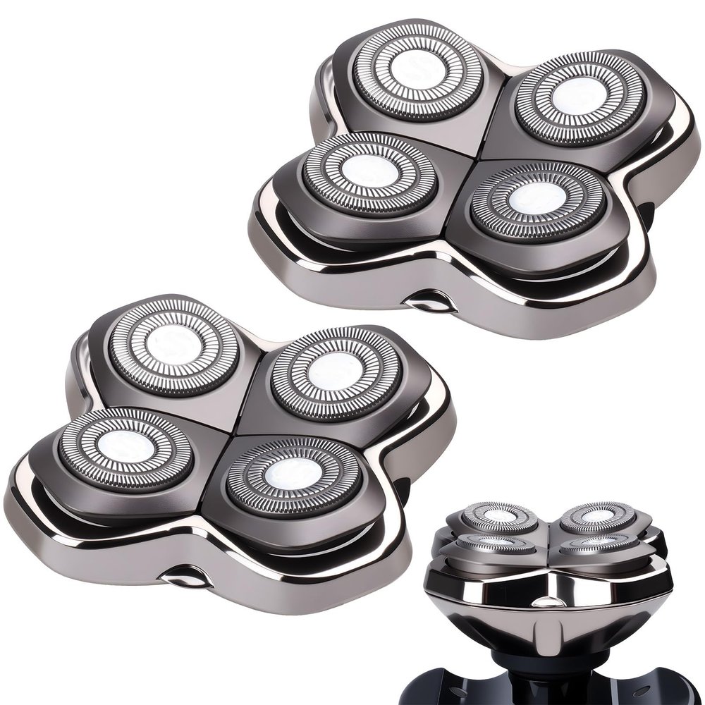 2Pack Pro 4 Shaver Replacement Heads Compatible with Skull Pitbulls Gold PRO, Silver PRO, Platinum PRO Head Shavers, Electric Shaver Half Head for Men/Women (2 PACK CAVER)