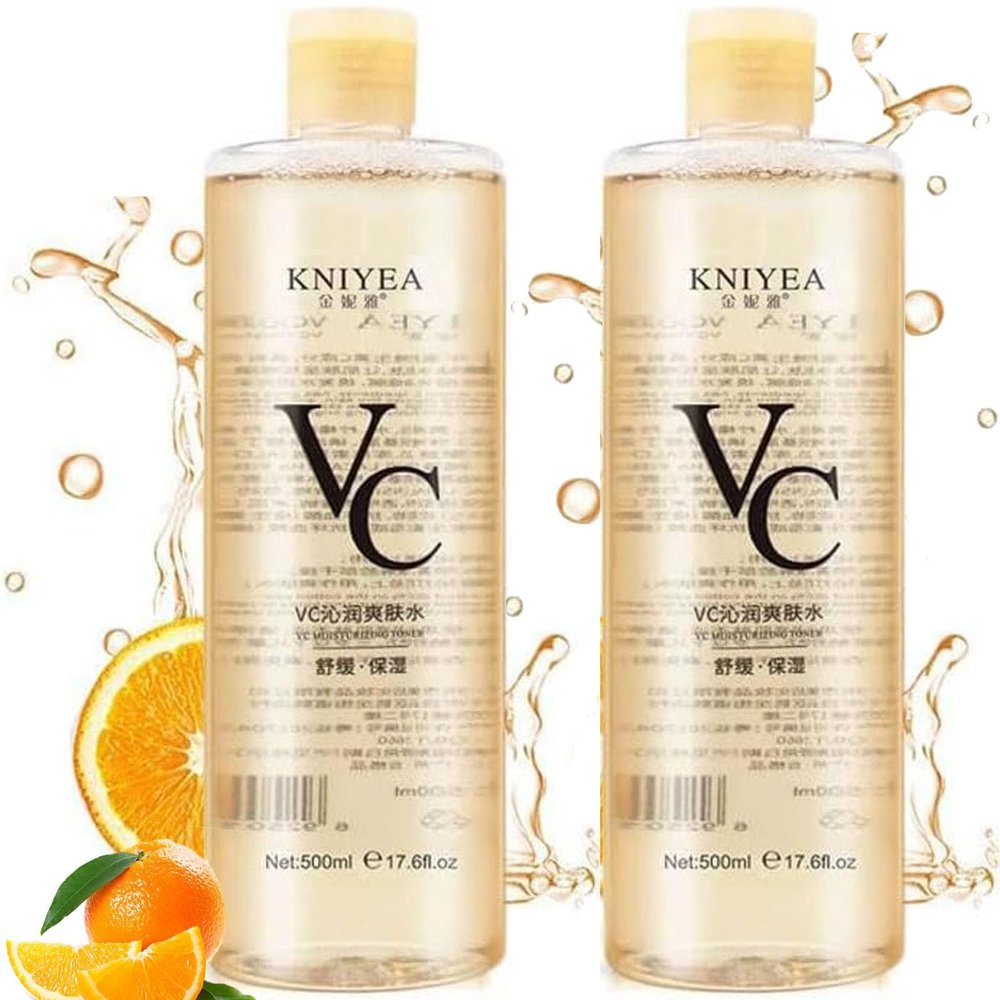 VC Toner Korean, 500 ml (17.6 fl oz)- Kniyea VC Toner Intensive , Hydrating with Hyaluronic & Centella Asiatica Minimizes Pores & Soothes Dry (500ml x 2)