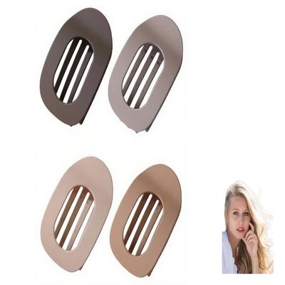 4 Pcs Round Flat Hair Clips for Women,Medium Non-slip Flat Claw Clip Strong Grip Hair Claw Clips Hair Barrettes,Simple Elegant Duckbill Hair Clip for Thick Thin Hair (A)