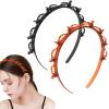 2PCS Headband With Clips, Braid Headbands for Women Bangs Hairstyle Hair Clip, Professional Weave Bangs Clip, Toothed Headband Braid Tool for Women Girls Black Brown Hair Styling Accessories view 1