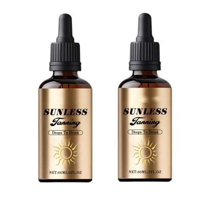 2025 Sunless Tanning Drops  Drinkable Tanning Supplement for Natural-Looking Bronzed Glow  Enhances Skin Tone from Within  Oral Sun-Kissed Tan Booster (2 fl oz/2PC)