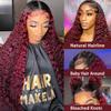 13x4 Burgundy Lace Front Wigs Human Hair 1B99J Ombre Lace Front Wig Human Hair Pre Plucked Dark Root Colored Wig 180% Density (32inch) view 2