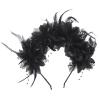 VASANA Halloween Black Flower Headband with Feather Mexican Floral Headpiece Gothic Dark Crown Hair Accessories for Cosplay Party Costume Dress up Photo Props view 1