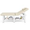 30.5'' Wide  75'' Long Folding Stationary Massage Table with Backrest and Storage Space for Treatment Table Physical Therapy Table Spa Facial Bed, 6 Square legs, Metal Frame PU Leather - Beige Gray view 1