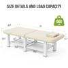 30.5'' Wide  75'' Long Folding Stationary Massage Table with Backrest and Storage Space for Treatment Table Physical Therapy Table Spa Facial Bed, 6 Square legs, Metal Frame PU Leather - Beige Gray view 3