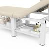 30.5'' Wide  75'' Long Folding Stationary Massage Table with Backrest and Storage Space for Treatment Table Physical Therapy Table Spa Facial Bed, 6 Square legs, Metal Frame PU Leather - Beige Gray view 4