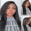 Yiroo Light Yaki Straight Wig Human Hair with Side Swept Bangs,7x5 Lace Front Bye Bye Knots Glueless Wig Human Hair Pre Plucked Pre Cut,Elastic Drawstring Wear and Go Wig for Women 150% Density 22Inch view 3