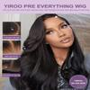 Yiroo Light Yaki Straight Wig Human Hair with Side Swept Bangs,7x5 Lace Front Bye Bye Knots Glueless Wig Human Hair Pre Plucked Pre Cut,Elastic Drawstring Wear and Go Wig for Women 150% Density 22Inch view 4