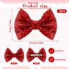 2 PCS Red Glitter Bows, 4.33 in Embroidered Sequin Hair Bow Bling Hair Accessories Hairs Bows for Women Girls Kids Teens Valentines Christmas Birthday Gift Party Dress view 2