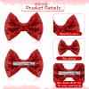2 PCS Red Glitter Bows, 4.33 in Embroidered Sequin Hair Bow Bling Hair Accessories Hairs Bows for Women Girls Kids Teens Valentines Christmas Birthday Gift Party Dress view 3