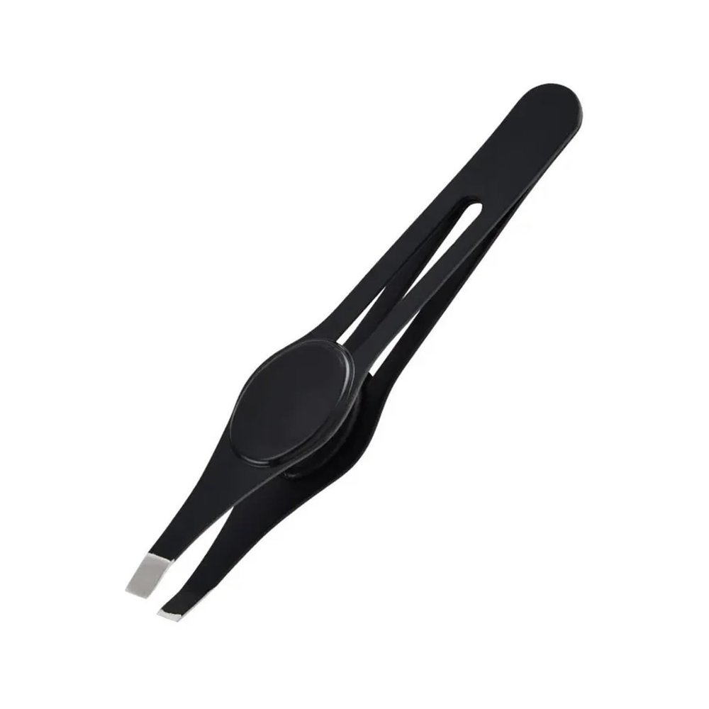 Stainless Steel Slanted Eyebrow Tweezers Beauty Makeup Tool(Black)