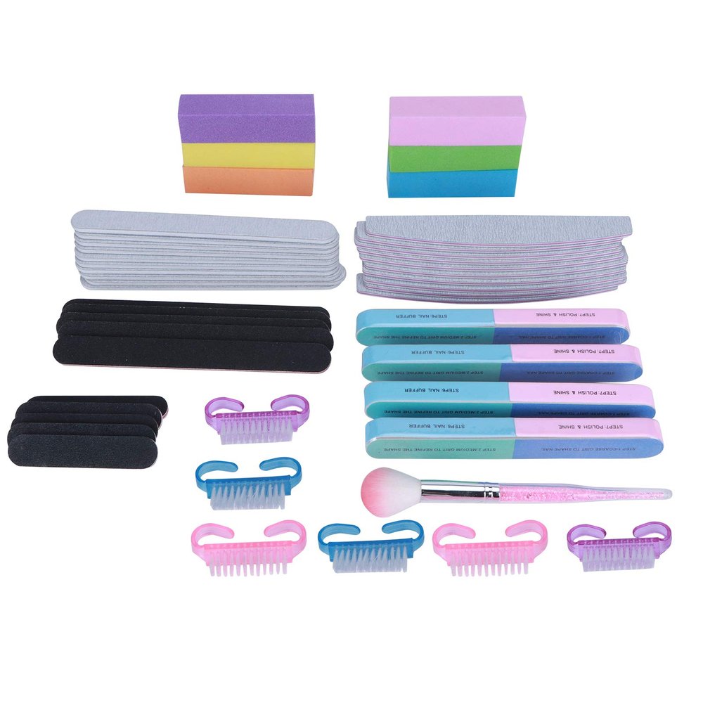 47pcs Professional Nail File and Buffer Set, Includes Nail Scrub Brushes, Sanding Strips, Polishing Blocks for Excellent Manicure at Home or Salon