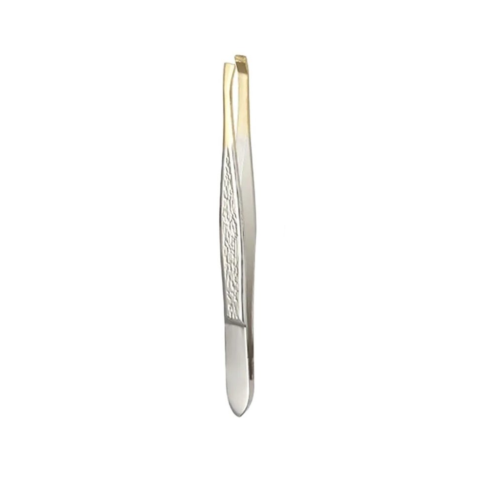 Eyebrow Tweezers Stainless Steel Semi Gold Plated Makeup Tool(Gold C)