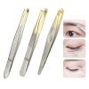 Eyebrow Tweezers Stainless Steel Semi Gold Plated Makeup Tool(Gold C) view 3