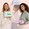 DayOfShe Personalized Makeup Bag Embroidered with Name Bridesmaids Gifts,Custom Seersucker Travel Cosmetic Pouch Toiletry Bag for Women Girls Birthday,Emergency Bag for Girls view 4