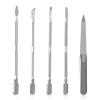5 Pcs Stainless Steel Cuticle Pusher Set Dual-Sided Cuticle Remover Kit 4.4/4.8/4.9 Inch Cutter and Trimmer Manicure and Pedicure Tools for Fingernail and Toenails Women Manicurist Silver view 1