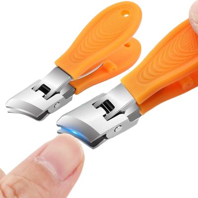 2 PCS Wide Jaw Opening Anti-Splash Slanted Nail Clipper,2025 New Fingernail and Toenail Clippers for Ingrown Nails, Long Handle Splashproof Nail Clippers, Wide Mouth Toe Nail Clippers (Orange)