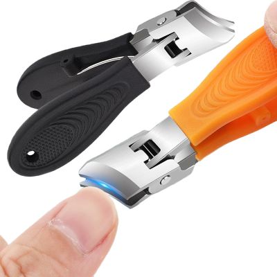 2 PCS Wide Jaw Opening Anti-Splash Slanted Nail Clipper,2025 New Fingernail and Toenail Clippers for Ingrown Nails, Long Handle Splashproof Nail Clippers, Wide Mouth Toe Nail Clippers Black+Orange