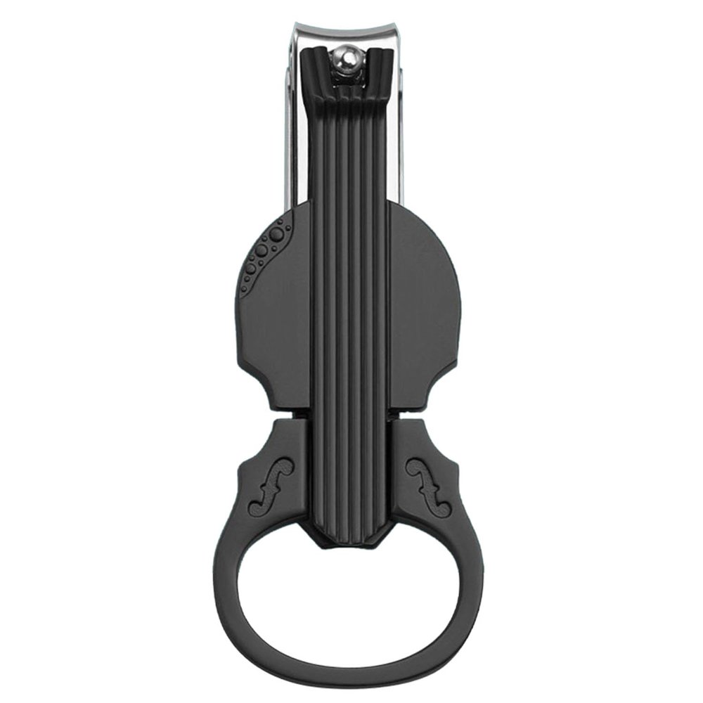 Anti-Splash Nail Clippers with Magnifying Glass, Detachable Magnifying Glass, Unique Violin Shape (Black)