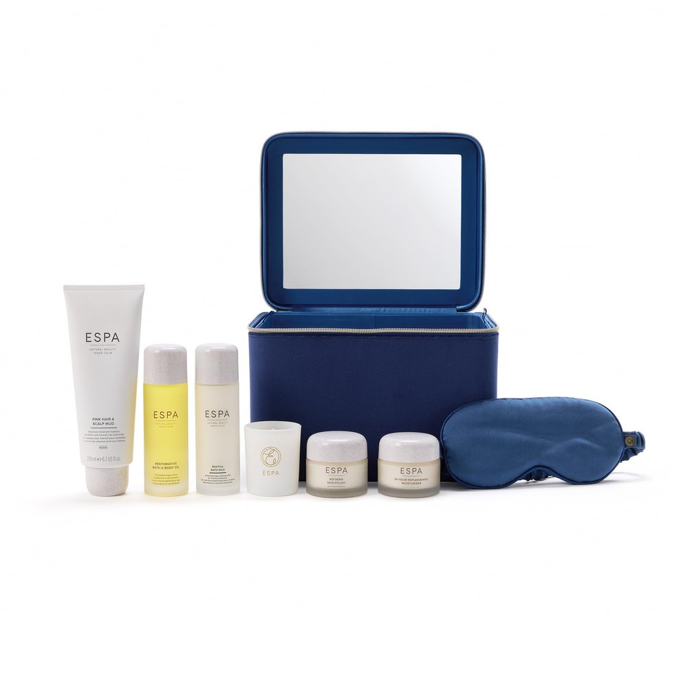 ESPA Experience Collection | Luxury Spa Gift Set Includes 7 Items Worth $418 | Cleanser, Exfoliator, Moisturiser, Hair Mask, Body Oil, Candle, Silk Eye Mask & Reusable Vanity Case