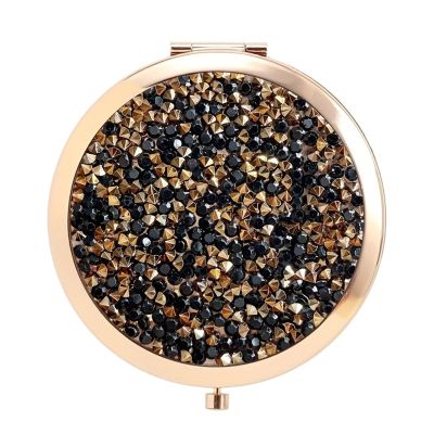 1pc Compact Mirror, Pocket Travel Makeup Mirror 2-Sided 2X/1X Magnification Compact Mirror(Black)