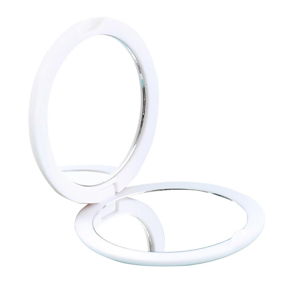 1pc Double-Sided Makeup Mirror Round Folding Travel Mirror Handheld Mirror Portable for Handbag Purse Pocket(White)