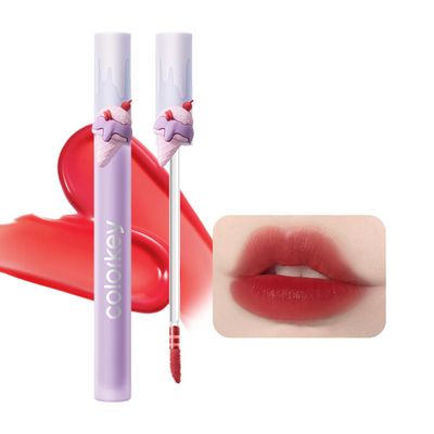 COLORKEY Soft Matte Water Tint Dessert Series, Ice Cream Limited Edition - Long-Lasting, Transfer-Proof, Hydrating Lip Tint with Dual-Texture Finish, Water-Gloss on Application, Matte After Set