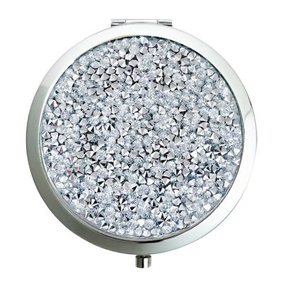 1pc Compact Mirror, Pocket Travel Makeup Mirror 2-Sided 2X/1X Magnification Compact Mirror(Silver)