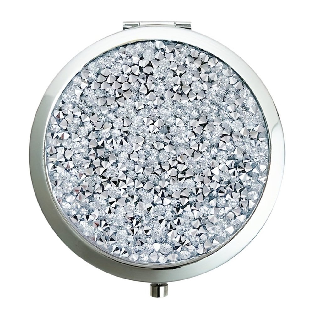 1pc Compact Mirror, Pocket Travel Makeup Mirror 2-Sided 2X/1X Magnification Compact Mirror(Silver)