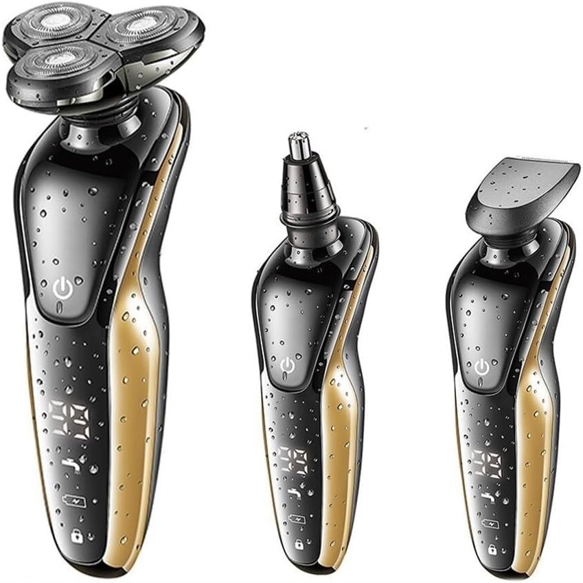 HCUCTOS Electric Razor for Men, 3 in 1 Electric Shaver 3D Floating Beard Razor IPX4 Waterproof Rechargeable Nose Hair Trimmer Men