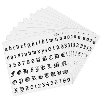 10 Sheets Letter Temporary Tattoos Alphabet Tattoos Numbers Fake Finger Stickers Alphabet Temporary Tattoo for Adults Gothic Small English Letters Tattoo for Men Wrist Neck, Black