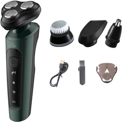 HCUCTOS Electric Razor for Men, 4 in 1 Smart Electric Shaver LCD Digital Display Three-Head Floating Razor Multi-Function USB Rechargeable Washing Shaver for Men